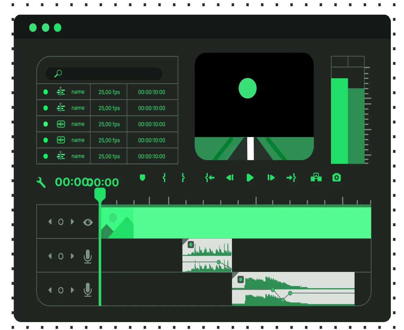Video editing timeline interface